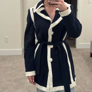 INC International Concepts Navy and White Trench Coat